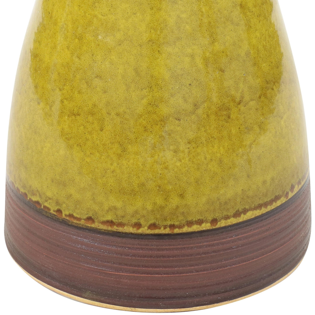 Duo-Tone Glazed Ceramic Bird Bath - 20.5 in - Cognac Yellow by Sunnydaze Image 6