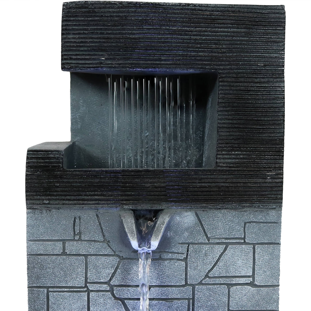 Sunnydaze Modern Tiered Brick Polyresin Indoor Fountain with LED - 13 in Image 6