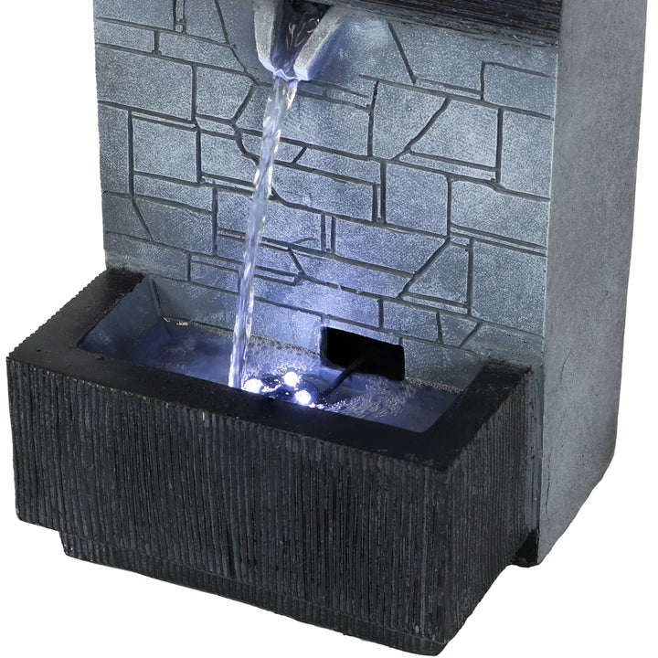 Sunnydaze Modern Tiered Brick Polyresin Indoor Fountain with LED - 13 in Image 7