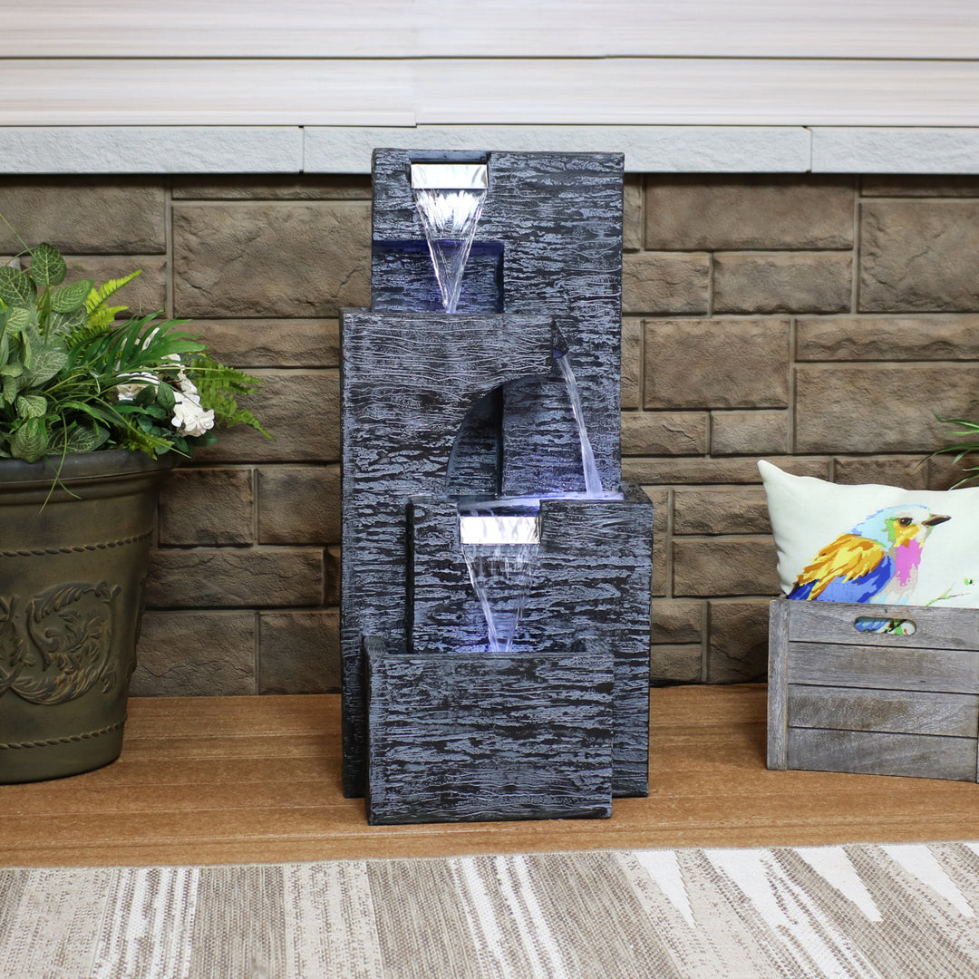 Sunnydaze Cascading Tower Contemporary Fountain with LED Lights - 32 in Image 4