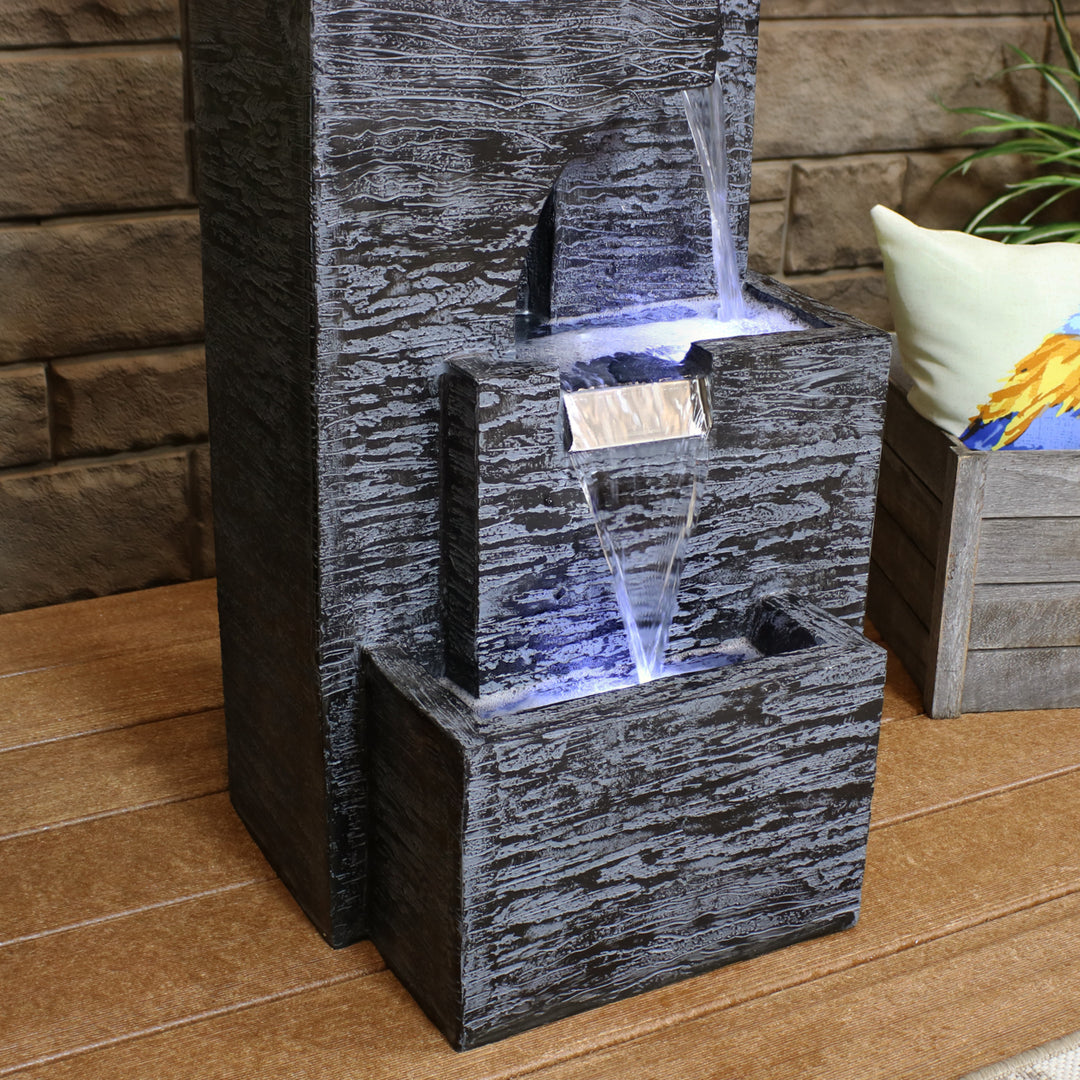 Sunnydaze Cascading Tower Contemporary Fountain with LED Lights - 32 in Image 8