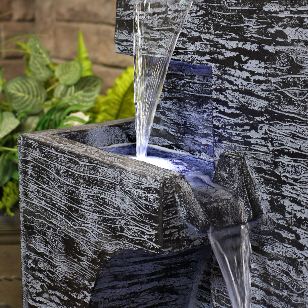 Sunnydaze Cascading Tower Contemporary Fountain with LED Lights - 32 in Image 9