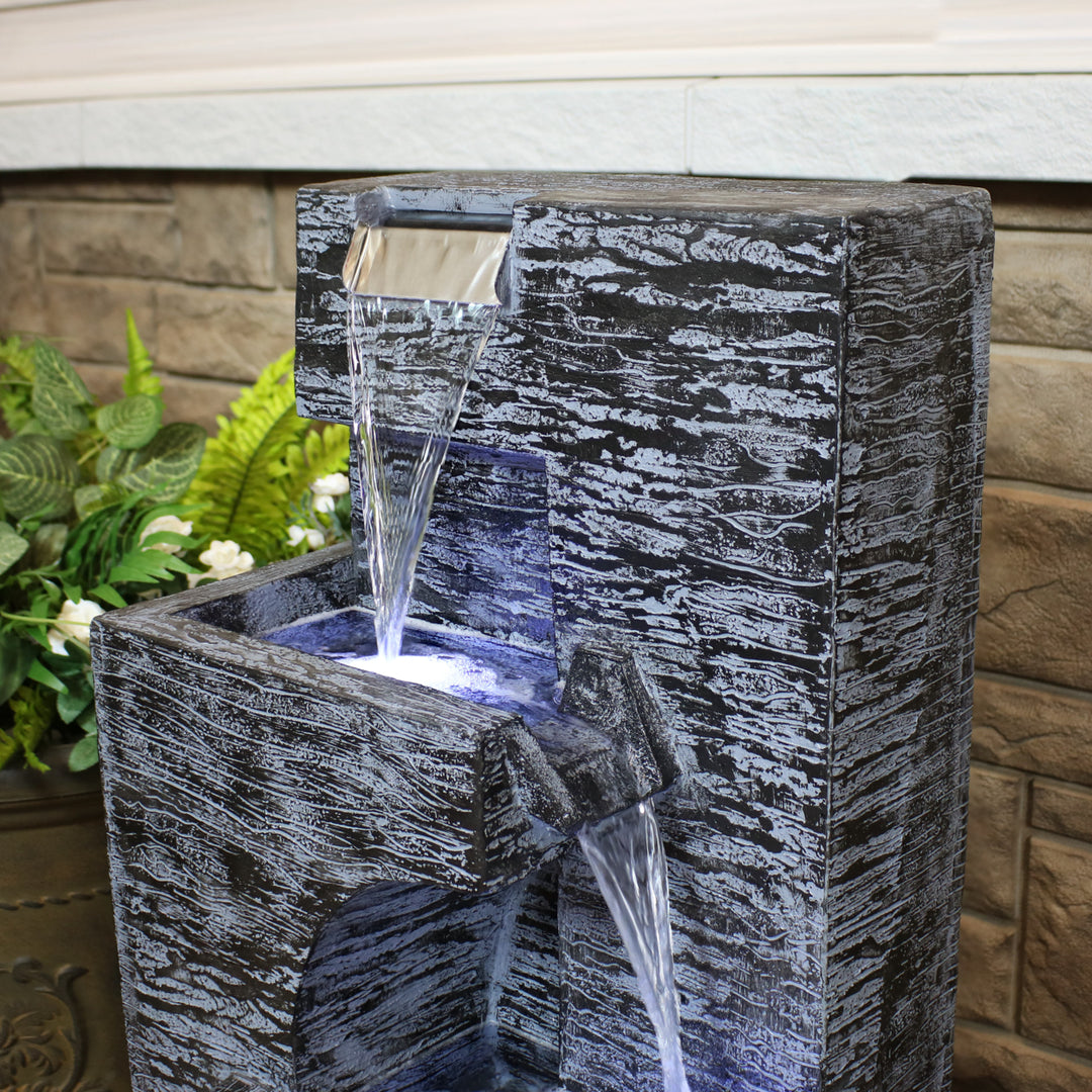 Sunnydaze Cascading Tower Contemporary Fountain with LED Lights - 32 in Image 5