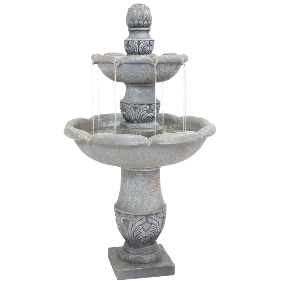 Sunnydaze French Garden Reinforced Concrete Outdoor 2-Tier Water Fountain Image 1