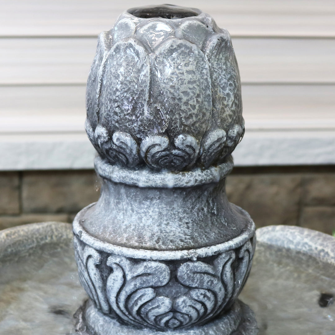 Sunnydaze French Garden Reinforced Concrete Outdoor 2-Tier Water Fountain Image 6