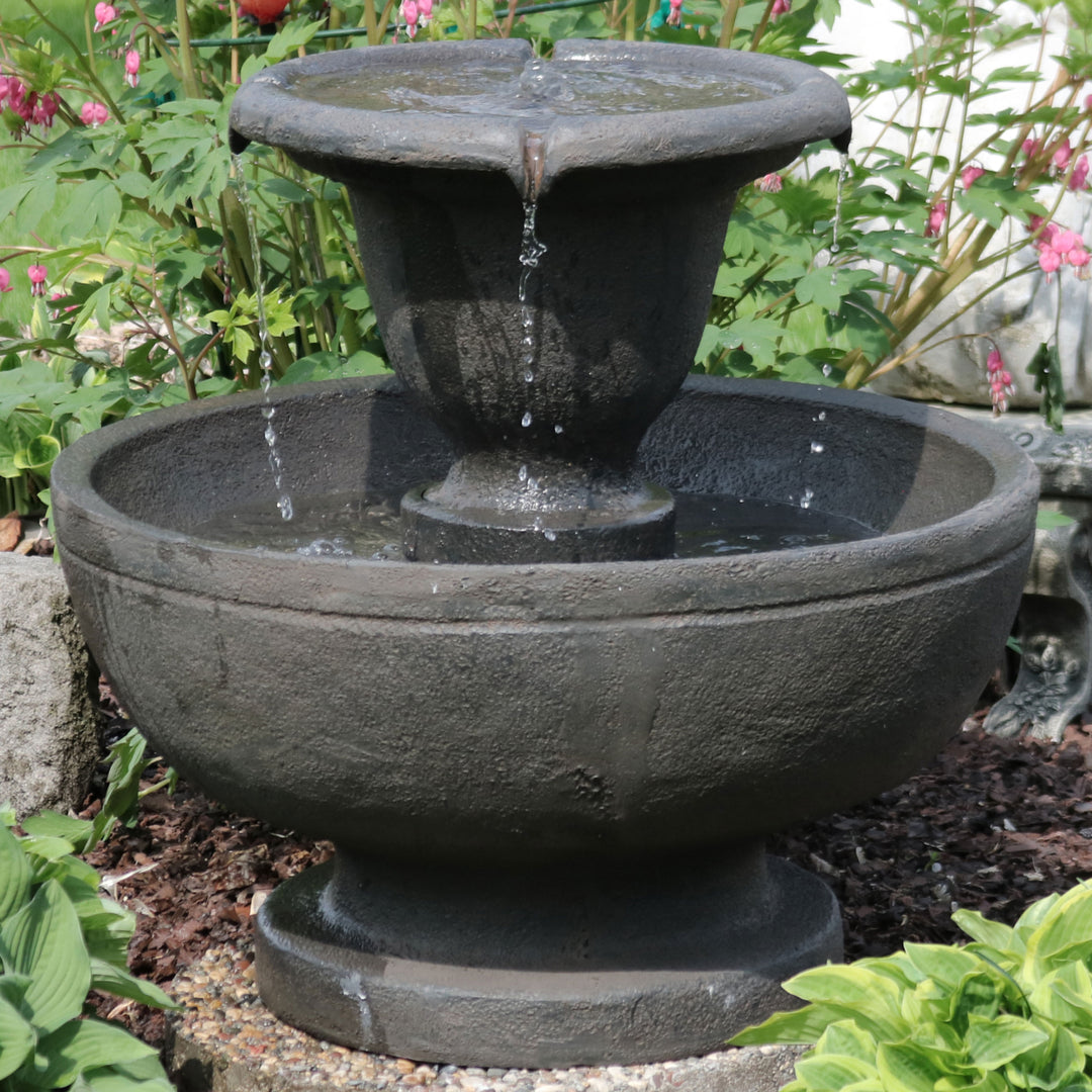 Sunnydaze Streaming Falls Polyresin Outdoor 2-Tier Water Fountain Image 4