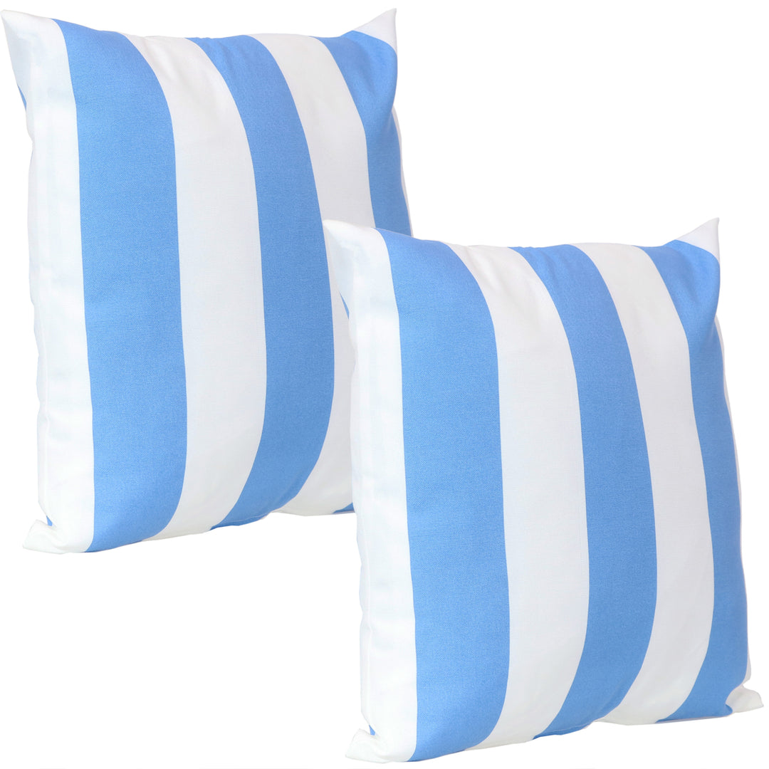 Sunnydaze Square Throw Pillow Cover - 17 in - Beach-Bound Stripe - Set of 2 Image 1