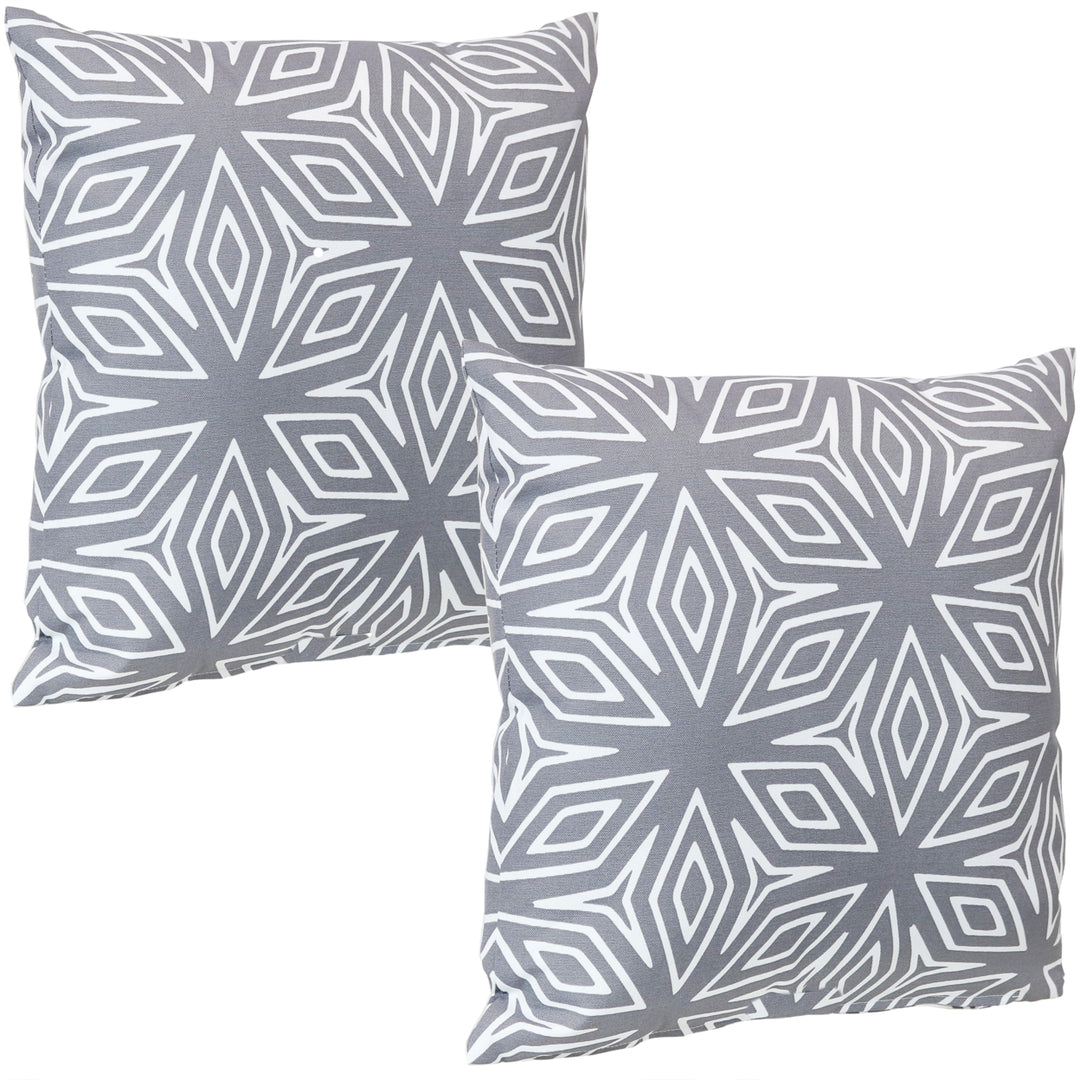 Sunnydaze Square Throw Pillow Cover - 17 in - Gray Geometric - Set of 2 Image 1