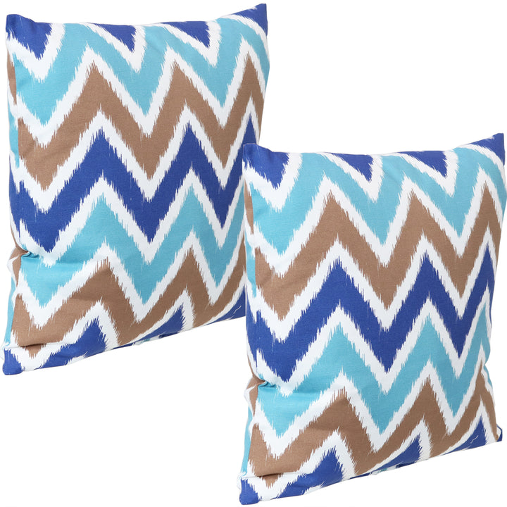 Sunnydaze Square Throw Pillow Cover - 17 in - Chevron Bliss - Set of 2 Image 1