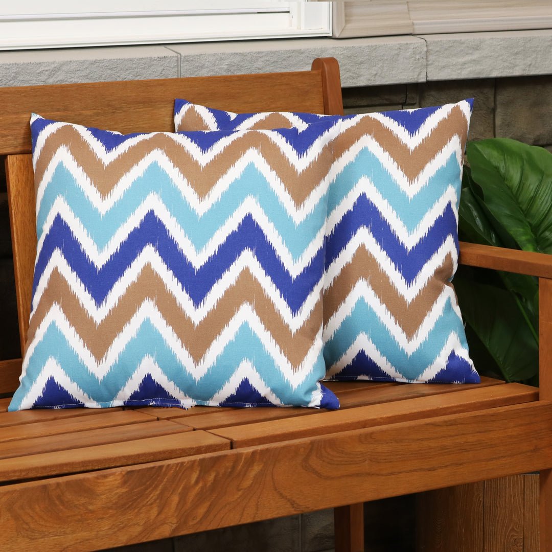 Sunnydaze Square Throw Pillow Cover - 17 in - Chevron Bliss - Set of 2 Image 4