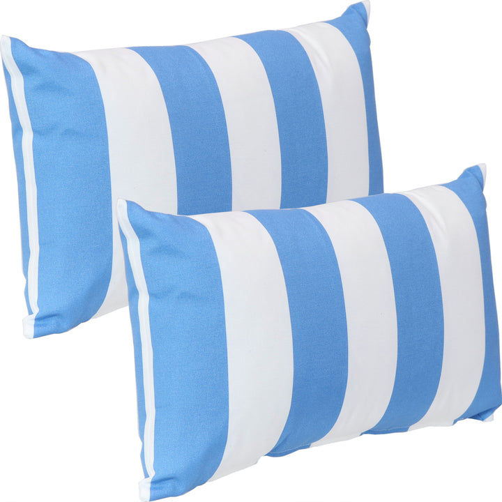 Sunnydaze Lumbar Throw Pillow Cover - 20 in - Beach-Bound Stripe - Set of 2 Image 1