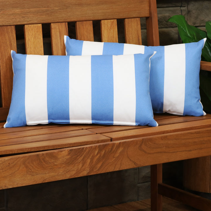 Sunnydaze Lumbar Throw Pillow Cover - 20 in - Beach-Bound Stripe - Set of 2 Image 4