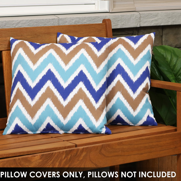 Sunnydaze Square Throw Pillow Cover - 17 in - Chevron Bliss - Set of 2 Image 6