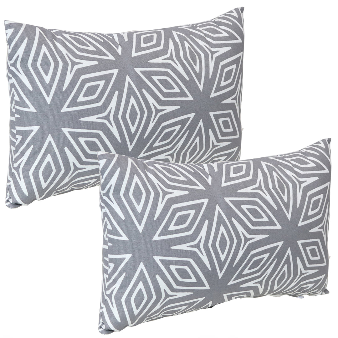 Sunnydaze Lumbar Throw Pillow Cover - 20 in - Gray Geometric - Set of 2 Image 1