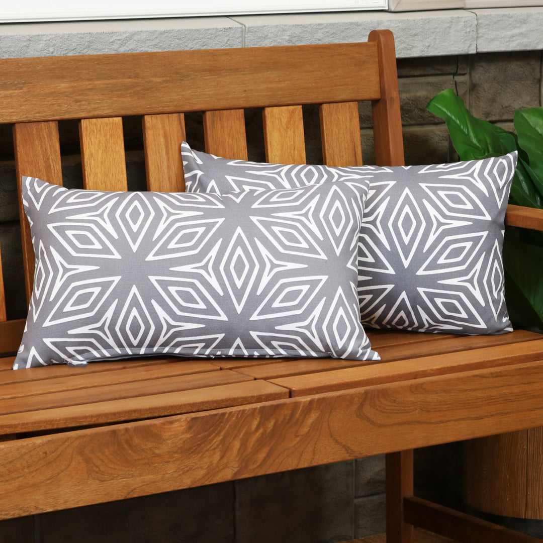 Sunnydaze Lumbar Throw Pillow Cover - 20 in - Gray Geometric - Set of 2 Image 4