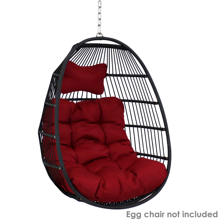 Sunnydaze Julia Egg Chair Replacement Seat and Headrest Cushions - Red Image 6