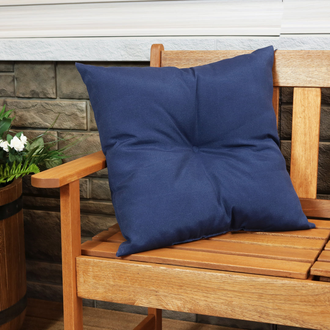 Sunnydaze 2 Indoor/Outdoor Tufted Back Cushions - 19 x 19-Inch - Navy Image 8