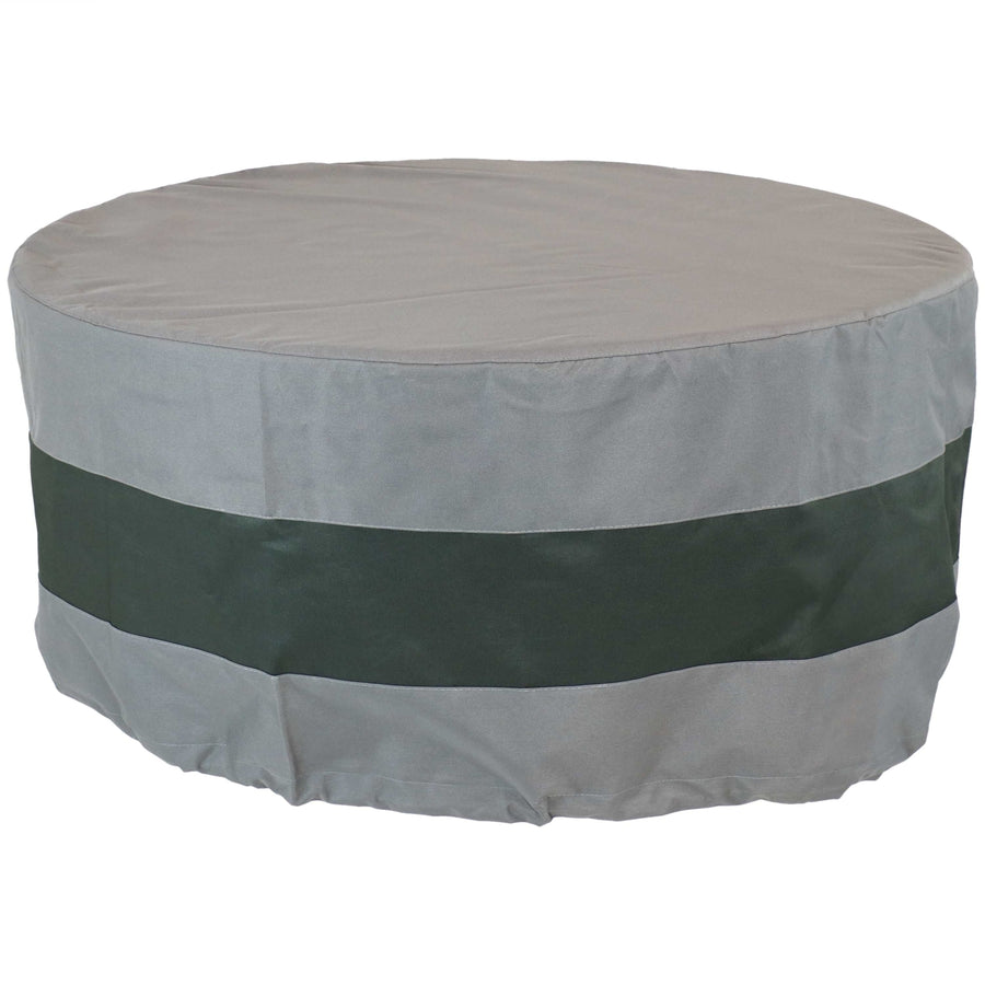 Sunnydaze 36 in 2-Tone Polyester Round Outdoor Fire Pit Cover - Gray/Green Image 1