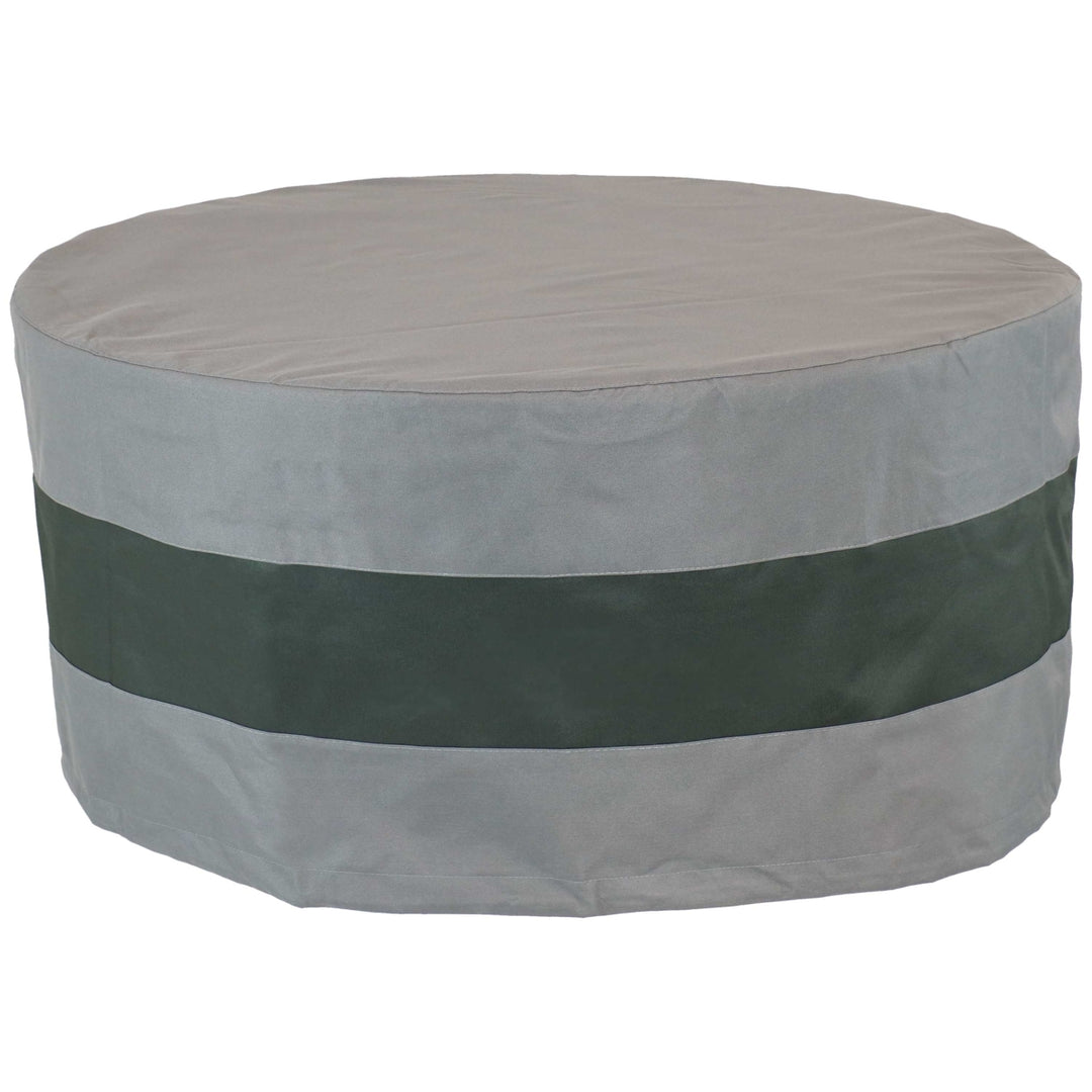 Sunnydaze 36 in 2-Tone Polyester Round Outdoor Fire Pit Cover - Gray/Green Image 6