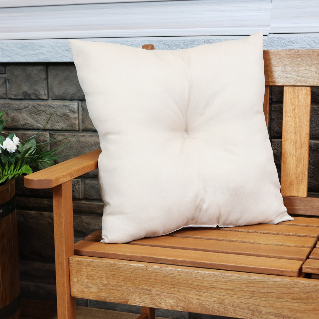2 Pack Indoor Outdoor Tufted Throw Pillows Beige Patio Backyard Porch 19x19 Image 8