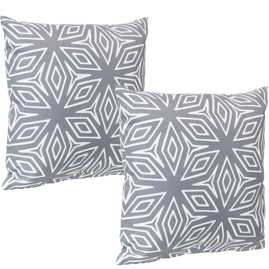 2 Pack Indoor Outdoor Throw Pillows Gray Geometric Patio Backyard 17x17 Image 1