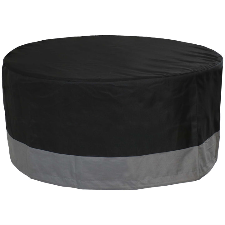 Sunnydaze 30 in 2-Tone Polyester Round Outdoor Fire Pit Cover - Gray/Black Image 6