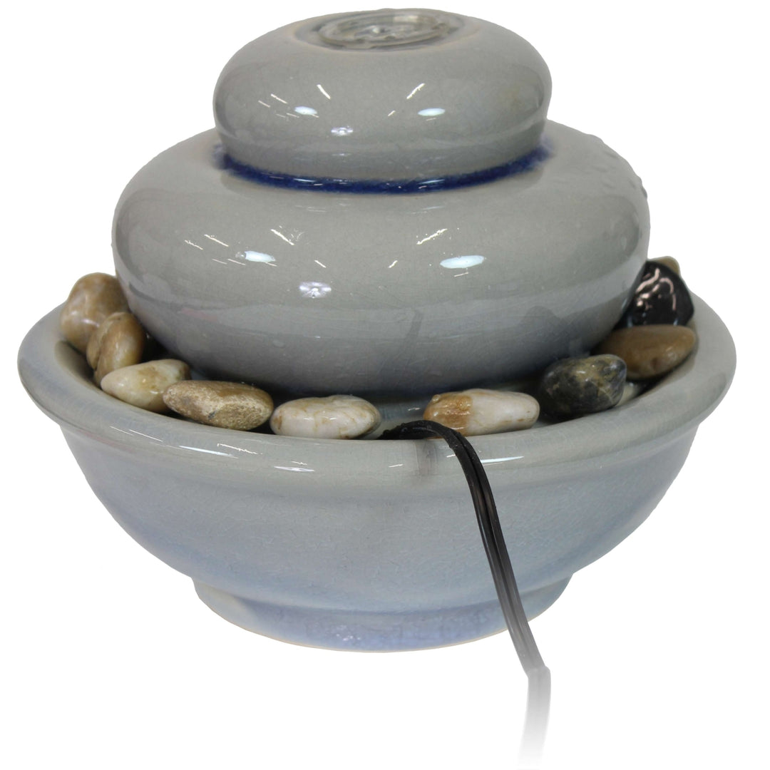 Sunnydaze Smooth Cascade Ceramic Indoor Water Fountain - 7 in Image 6