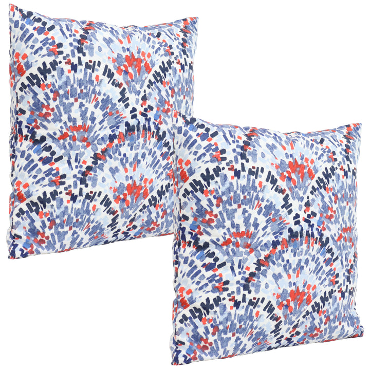 Sunnydaze Square Throw Pillow Cover - 17 in - Abstract Red/Blue - Set of 2 Image 1