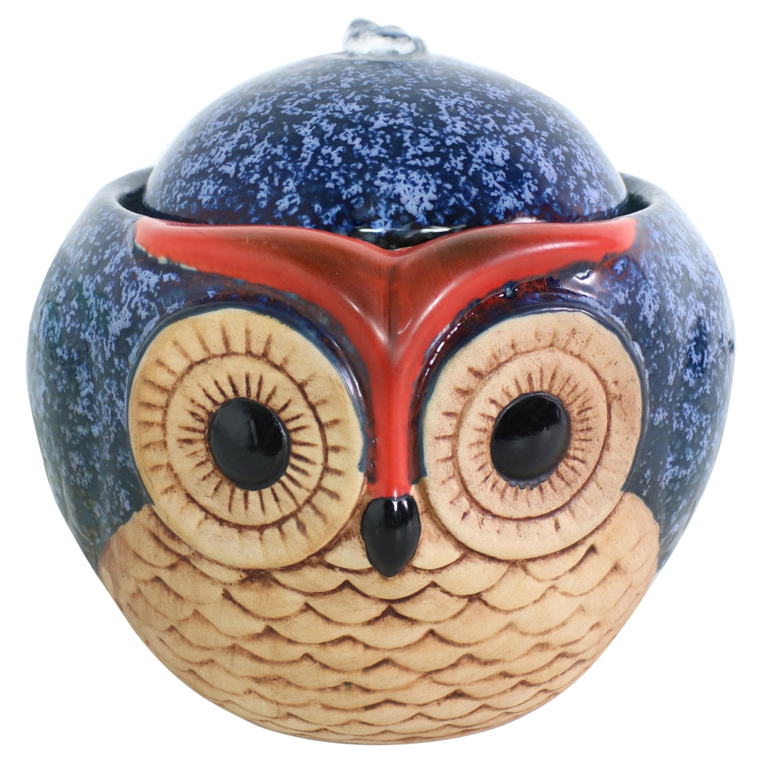 Sunnydaze Owl Ceramic Indoor Water Fountain - 6 in Image 1