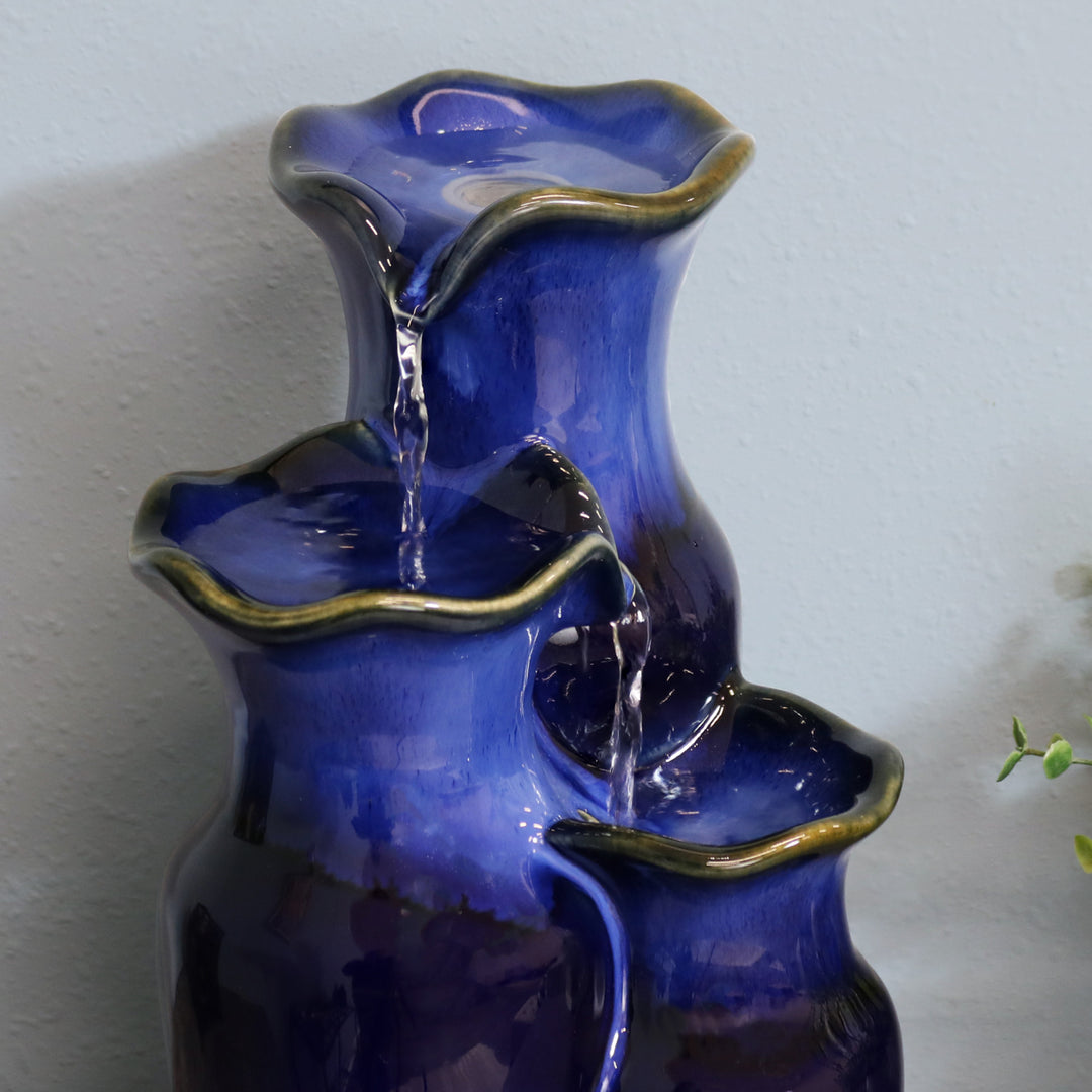 Sunnydaze Tiered Blue Pitchers Ceramic Indoor Water Fountain - 11 in Image 8