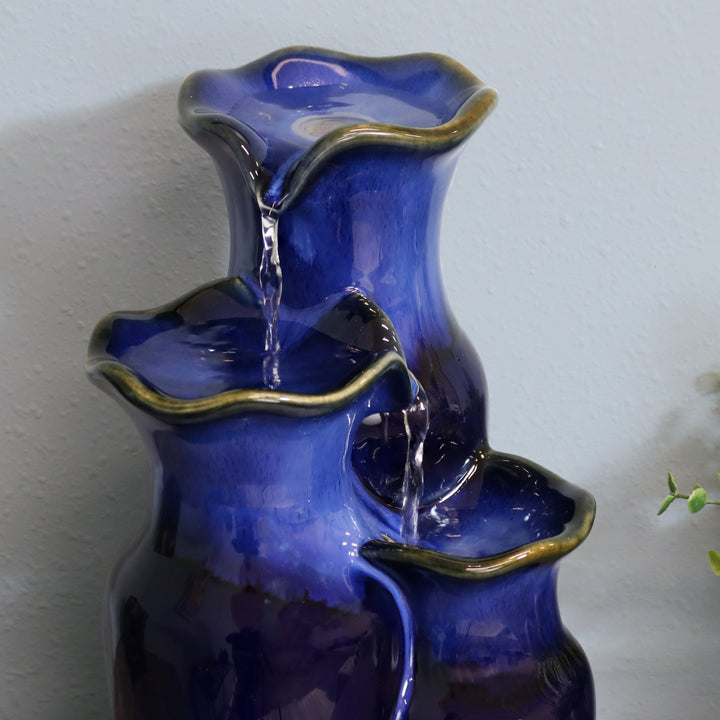 Sunnydaze Tiered Blue Pitchers Ceramic Indoor Water Fountain - 11 in Image 8