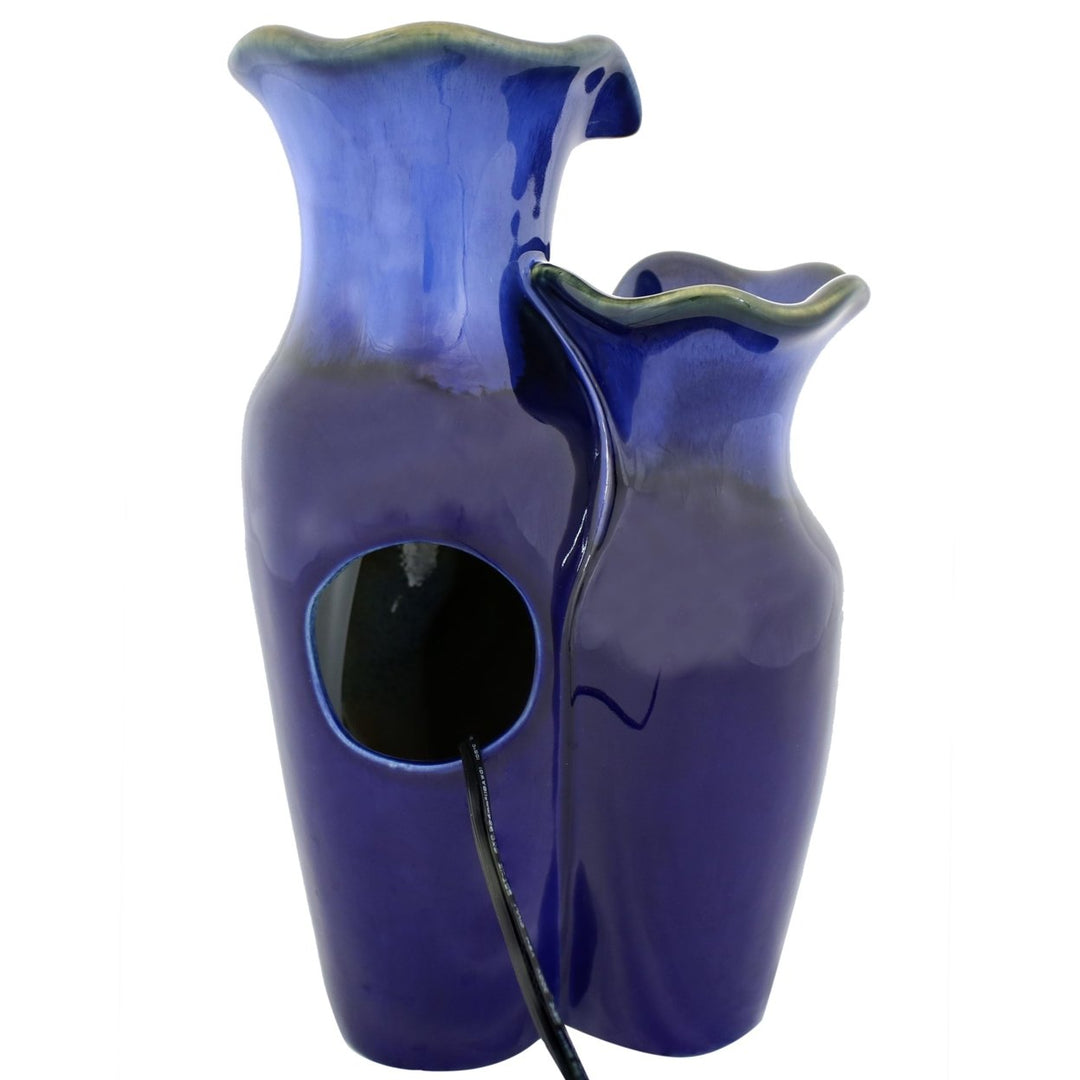 Sunnydaze Tiered Blue Pitchers Ceramic Indoor Water Fountain - 11 in Image 9