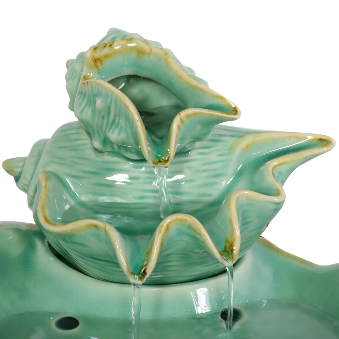 Sunnydaze Stacked Tiered Seashells Ceramic Indoor Water Fountain - 7 in Image 5