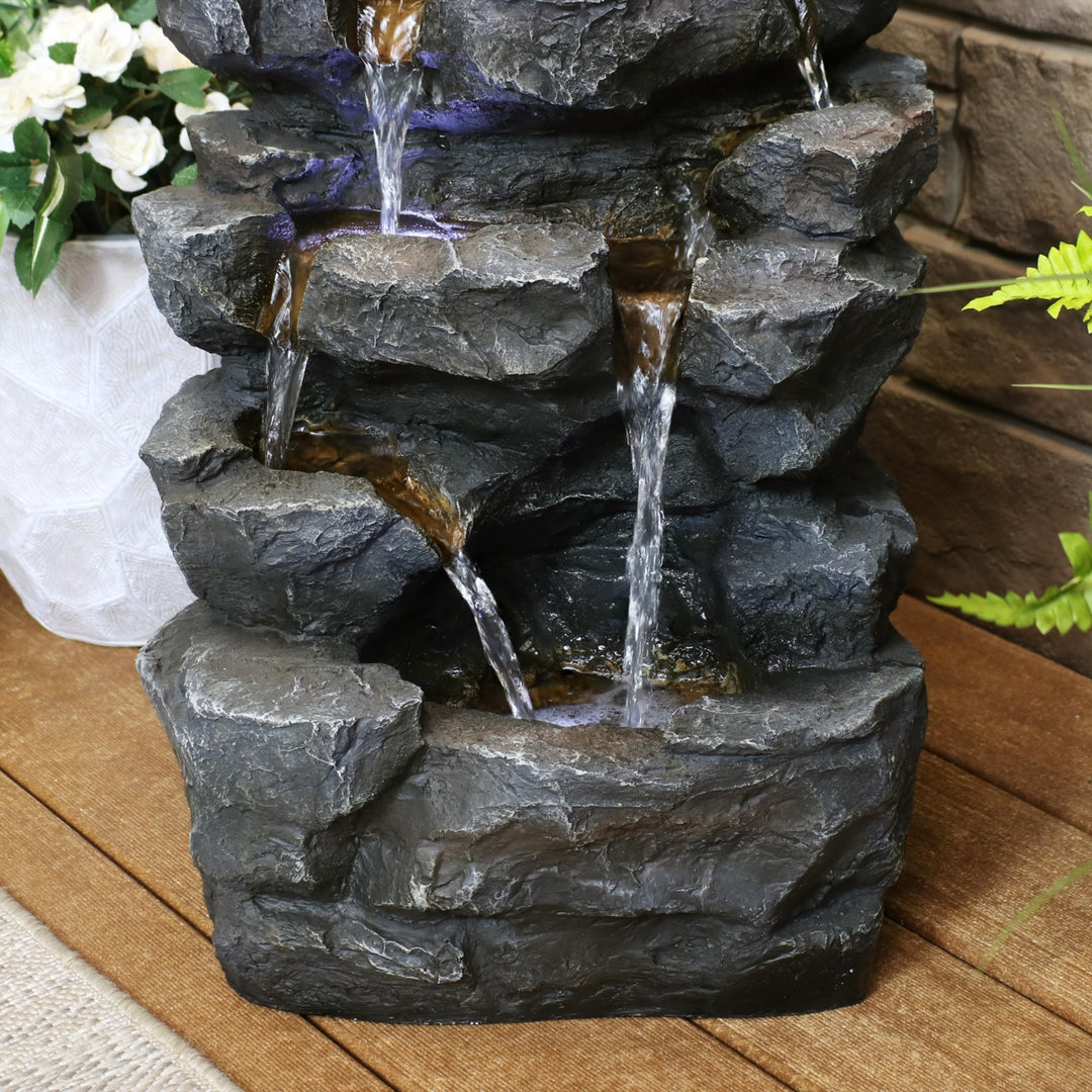 Sunnydaze Polyresin Grotto Falls Water Fountain with LED Lights - 24 in Image 7