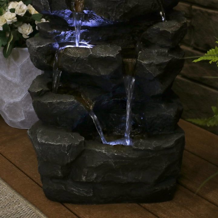 Sunnydaze Polyresin Grotto Falls Water Fountain with LED Lights - 24 in Image 5