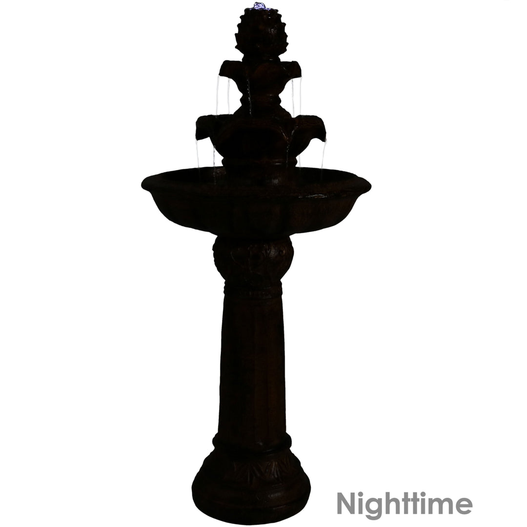 Sunnydaze Ornate Elegance Outdoor Solar Fountain with Battery - Rustic Image 4