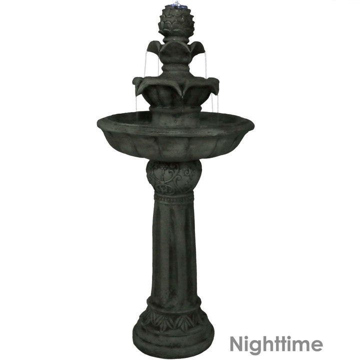Sunnydaze Ornate Elegance Outdoor Solar Fountain with Battery - White Image 4