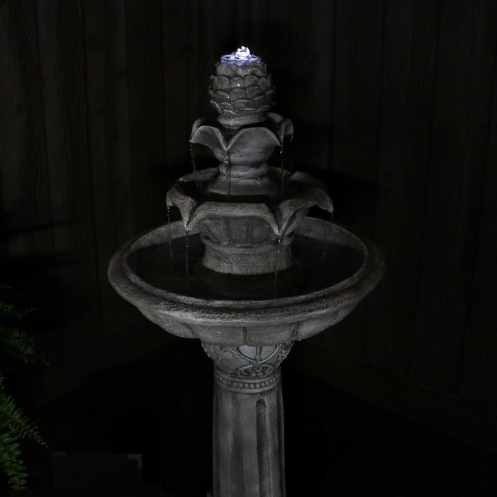 Sunnydaze Ornate Elegance Outdoor Solar Fountain with Battery - White Image 8