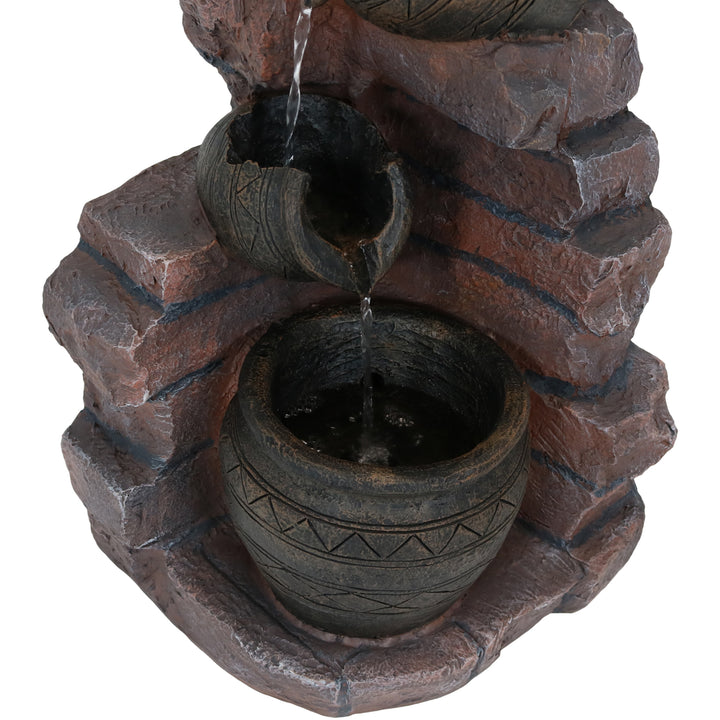 Sunnydaze Crumbling Bricks/Pots Solar Water Fountain with Battery - 27 in Image 10