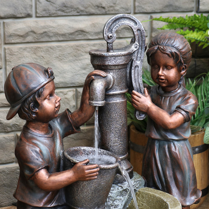 Sunnydaze Jack and Jill at Water Pump and Well Water Fountain - 24 in Image 7