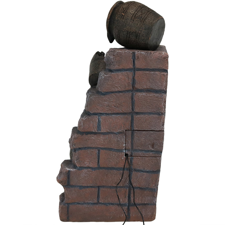 Sunnydaze Crumbling Bricks/Pots Solar Water Fountain with Battery - 27 in Image 9