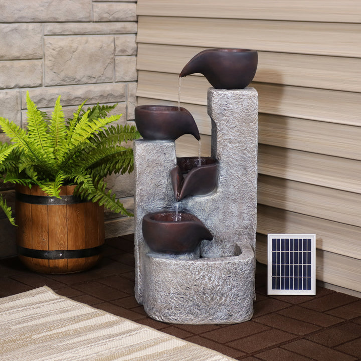 Sunnydaze Aged Tiered Vessels Solar Water Fountain with Battery - 29 in Image 3