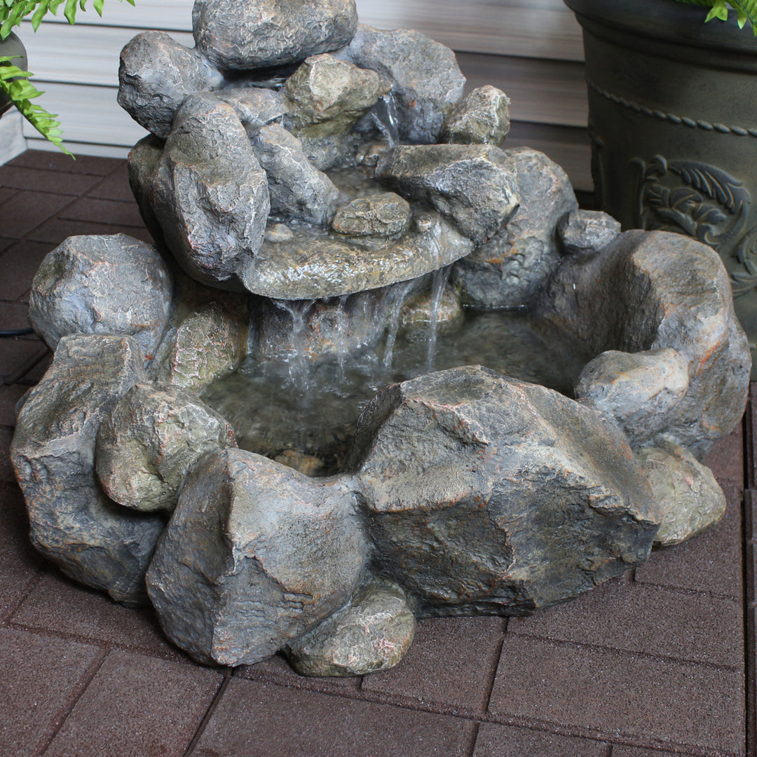 Sunnydaze Electric Resin Rocky Ravine Outdoor Water Fountain - 18 in Image 5