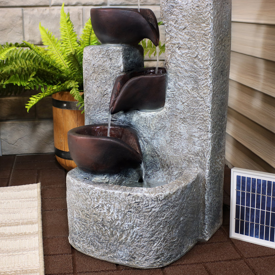 Sunnydaze Aged Tiered Vessels Solar Water Fountain with Battery - 29 in Image 7