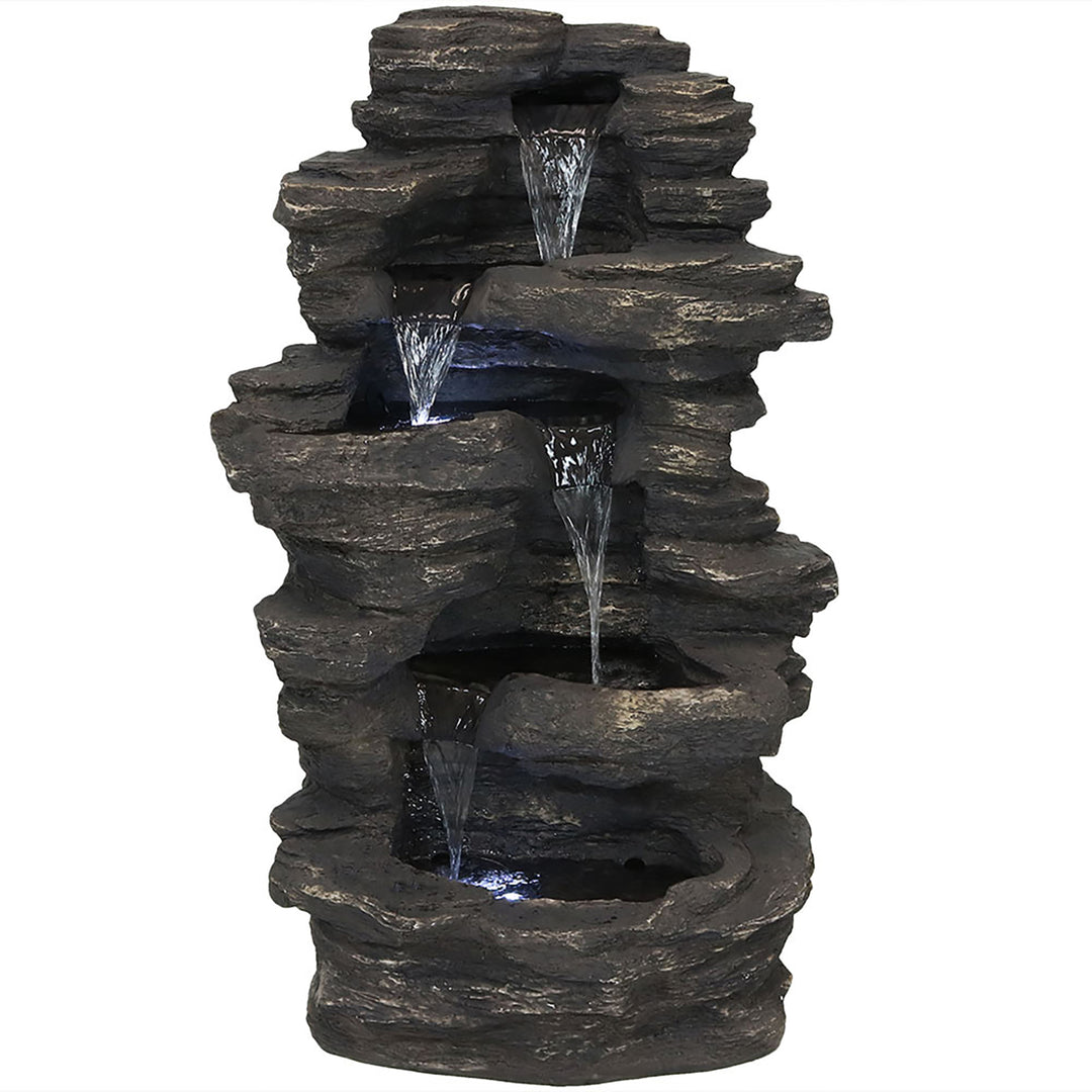 Sunnydaze Rock Falls Electric Waterfall Fountain with LED Lights - 39 in Image 1