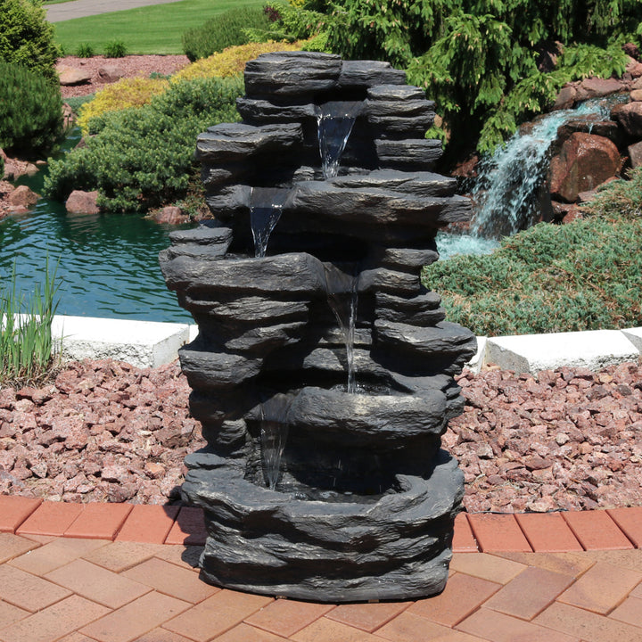 Sunnydaze Rock Falls Electric Waterfall Fountain with LED Lights - 39 in Image 4