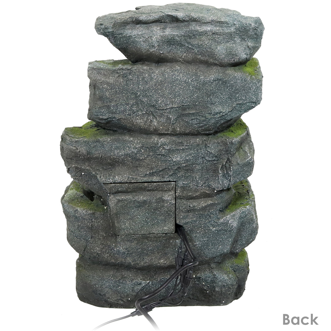 Sunnydaze Electric Tiered Stone Waterfall Fountain with LED Lights - 23 in Image 7