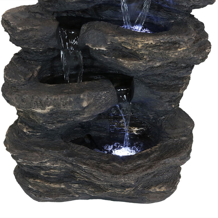 Sunnydaze Polystone Rock Falls Waterfall Fountain with LED Lights - 24 in Image 8