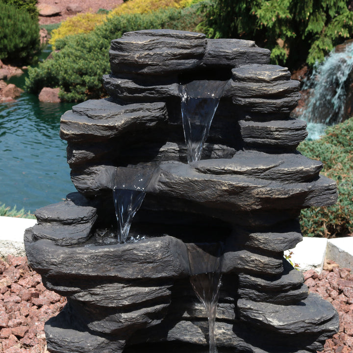 Sunnydaze Rock Falls Electric Waterfall Fountain with LED Lights - 39 in Image 6