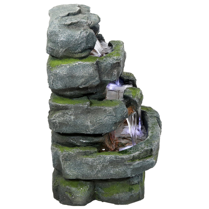 Sunnydaze Electric Tiered Stone Waterfall Fountain with LED Lights - 23 in Image 9